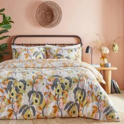 Rackhams Huerta Tropical Duvet Cover Set - Mango - King - Mango - 50% Cotton/50% Polyester - thumbnail 1