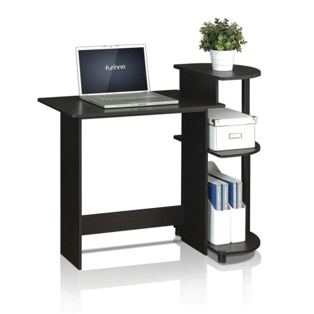 Rackhams Compact Computer Desk with Shelves, Espresso/Black, /BK Crafted for Practical Use and Stylish Living Spaces - 11181EX - image 1