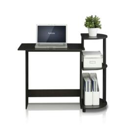 Rackhams Compact Computer Desk with Shelves, Espresso/Black, /BK Crafted for Practical Use and Stylish Living Spaces - 11181EX - thumbnail 3