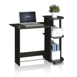Rackhams Compact Computer Desk with Shelves, Espresso/Black, /BK Crafted for Practical Use and Stylish Living Spaces - 11181EX - thumbnail 1