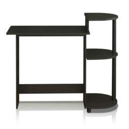 Rackhams Compact Computer Desk with Shelves, Espresso/Black, /BK Crafted for Practical Use and Stylish Living Spaces - 11181EX - thumbnail 4