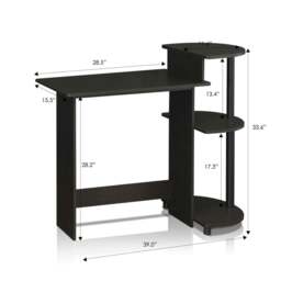 Rackhams Compact Computer Desk with Shelves, Espresso/Black, /BK Crafted for Practical Use and Stylish Living Spaces - 11181EX - thumbnail 2
