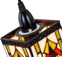 Rackhams Art Deco Tiffany Easy Fit Pendant Shade with Green, Amber and Red Stained Glass - thumbnail 3