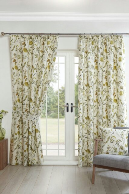 "Rackhams Grove Pencil Pleat Curtains Curtain Pair - Green - 90 x 54""" - image 1