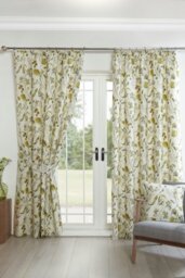 "Rackhams Grove Pencil Pleat Curtains Curtain Pair - Green - 90 x 54""" - thumbnail 1