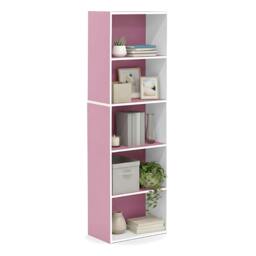 Rackhams 5-Tier Reversible Color Open Shelf Bookcase , White/Pink 11055WH/PI - High Quality Decorative Wall Design - thumbnail 3