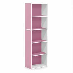 Rackhams 5-Tier Reversible Color Open Shelf Bookcase , White/Pink 11055WH/PI - High Quality Decorative Wall Design - thumbnail 1