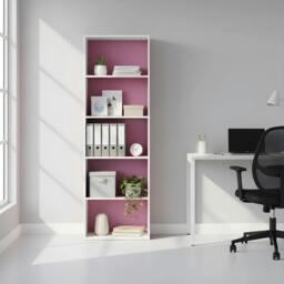 Rackhams 5-Tier Reversible Color Open Shelf Bookcase , White/Pink 11055WH/PI - High Quality Decorative Wall Design - thumbnail 6