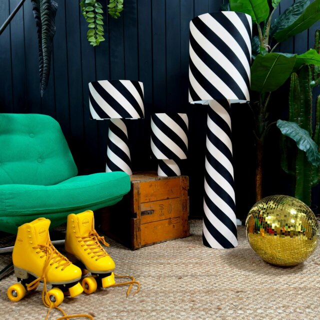 Rackhams Portable Helter Skelter Velvet lamps in Liquorice - Maxi - 112cm Height - Rechargeable LED Bulb - image 1
