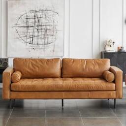 Rackhams Porto Three Seater Sofa, Real Leather - Three Seater 220cm - thumbnail 1
