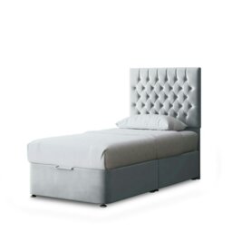 Rackhams Seraphine Divan Bed with Upholstered Headboard - Silver - Single - thumbnail 2