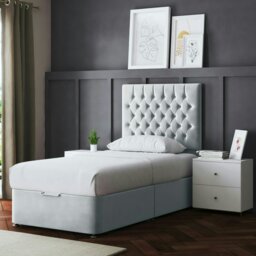 Rackhams Seraphine Divan Bed with Upholstered Headboard - Silver - Single - thumbnail 1