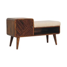 Rackhams Boucle Carved Chestnut Telephone Table - thumbnail 3
