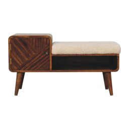 Rackhams Boucle Carved Chestnut Telephone Table - thumbnail 4