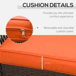 Rackhams 3 Pieces Rattan Bistro Set with Glass Top Coffee Table, Chairs and Cushions for Outdoor, Patio, Balcony, Orange - thumbnail 6