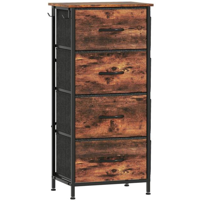 Rackhams Chest of Four Fabric Drawers - Rustic Brown