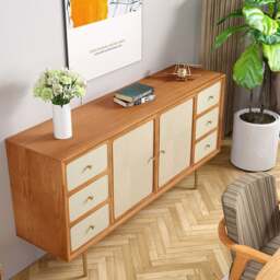 Rackhams Babs Rattan Sideboard with Drawers, Wood - Walnut - 180cm - thumbnail 5