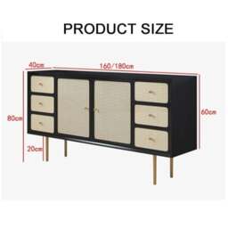 Rackhams Babs Rattan Sideboard with Drawers, Wood - Walnut - 180cm - thumbnail 6