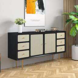Rackhams Babs Rattan Sideboard with Drawers, Wood - Walnut - 180cm - thumbnail 2