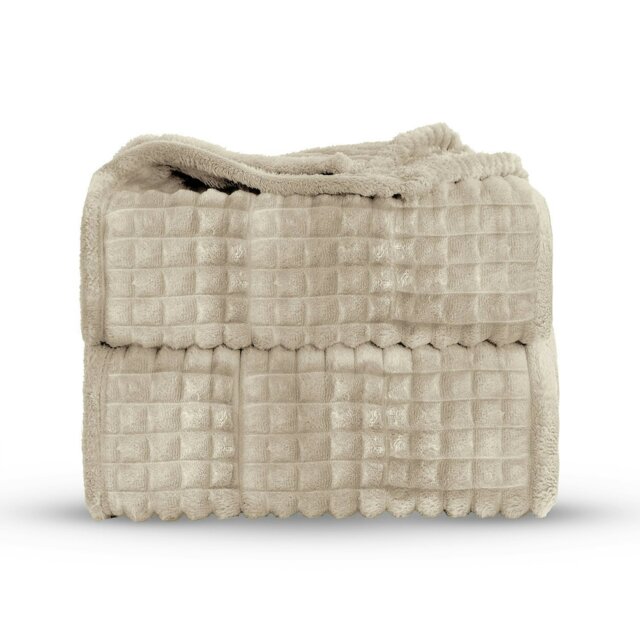 Rackhams Chunky Cord Waffle Plush Heavy Blanket - 150cm x 200cm - Mink - image 1
