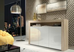 Rackhams Modern Sideboard 155cm – Oak Matt Body with White Gloss Doors - 155 cm -  MDF/Chipboard - 1 - thumbnail 6