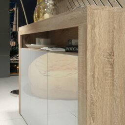 Rackhams Modern Sideboard 155cm – Oak Matt Body with White Gloss Doors - 155 cm -  MDF/Chipboard - 1 - thumbnail 4