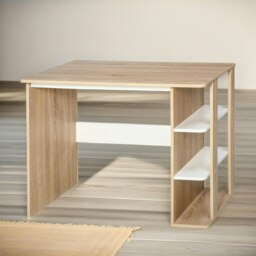Rackhams Home Office Computer Desk With 3 Shelves Brown - thumbnail 2