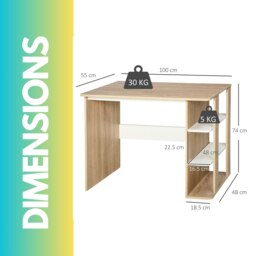 Rackhams Home Office Computer Desk With 3 Shelves Brown - thumbnail 6