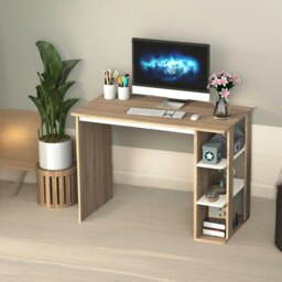 Rackhams Home Office Computer Desk With 3 Shelves Brown - thumbnail 4