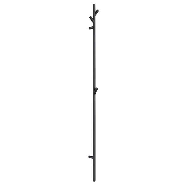 Rackhams Matt Black Electric Heated Tree Towel Hook Warmer (W)120mm x (H)1720mm Stainless Steel Wall Mounted Bathroom Hanger Peg - image 1