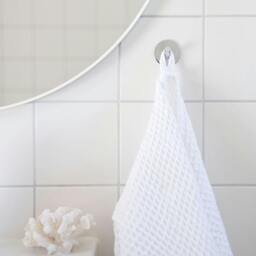 Rackhams Chrome Stainless Steel Single Towel Hook (48 x 48mm) Self Adhesive Bathroom Wall Mounted - thumbnail 3