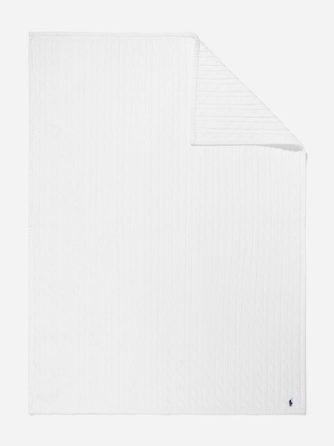 Rackhams Ralph Lauren Baby Cable Knit Blanket in White (130cm x 180cm) - White - 0 - 6 Mths - image 1