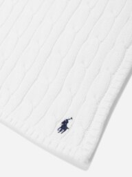 Rackhams Ralph Lauren Baby Cable Knit Blanket in White (130cm x 180cm) - White - 0 - 6 Mths - thumbnail 3