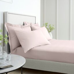 Rackhams 200 Thread Count Cotton Percale Extra Deep Fitted Sheet - Pink - Double - thumbnail 3