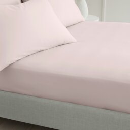 Rackhams 200 Thread Count Cotton Percale Extra Deep Fitted Sheet - Pink - Double - thumbnail 2