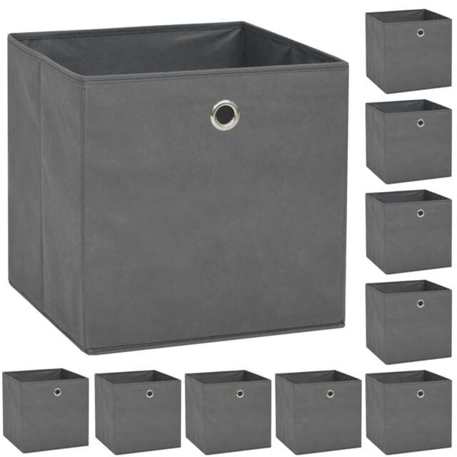 Rackhams Storage Boxes 10 pcs Non-woven Fabric 32x32x32 cm Grey