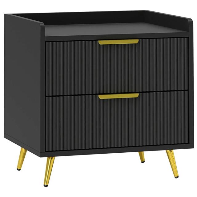 Rackhams Elegant Two-Drawer Bedside Table - Black