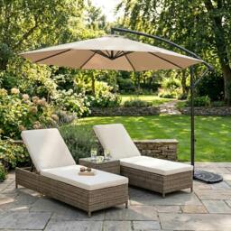 Rackhams Cantilever Parasol 3m With Half Fan Base – Beige - thumbnail 4