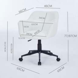 Rackhams Office Chair, Boucle Fabric Padded Armchair, Mid-back Swivel Vanity Chair - Max Load 150kgs - White - White - thumbnail 2