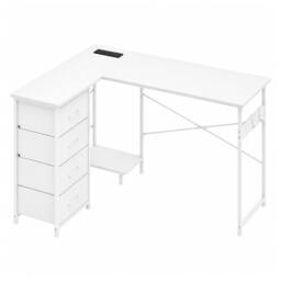 Rackhams L-shaped Office Desk Corner Computer Table with Storage USB Power Charing - thumbnail 1