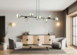 Rackhams ROSSI Pendant lamp  8 x E14 Black with Graphite Shade - thumbnail 4