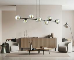 Rackhams ROSSI Pendant lamp  8 x E14 Black with Graphite Shade - thumbnail 3