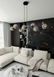 Rackhams ROSSI Pendant lamp  8 x E14 Black with Graphite Shade - thumbnail 6