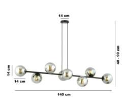 Rackhams ROSSI Pendant lamp  8 x E14 Black with Graphite Shade - thumbnail 2