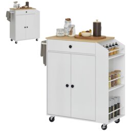 Rackhams Kitchen Island with 3-Tier Spice Rack, Kitchen Cart with Towel Rack - Particleboard, MDF - Kitchen Island - 82W x 38D x 86.5H cm - thumbnail 2