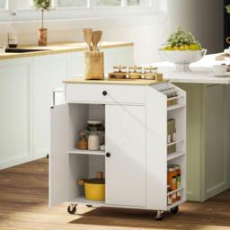 Rackhams Kitchen Island with 3-Tier Spice Rack, Kitchen Cart with Towel Rack - Particleboard, MDF - Kitchen Island - 82W x 38D x 86.5H cm