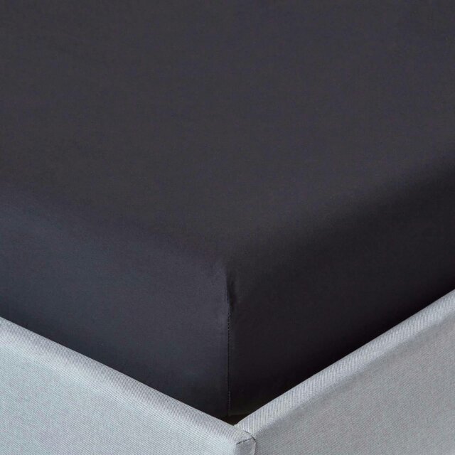 Rackhams Crisp & Cool 200 TC Egyptian Cotton Percale Fitted Sheet – 30 cm Deep - Super King - Black - image 1