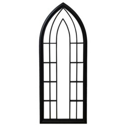 Rackhams Lewis Black Metal Frame Arch Window Wall Mirror 153cm x 60cm - Brown - thumbnail 6