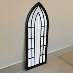 Rackhams Lewis Black Metal Frame Arch Window Wall Mirror 153cm x 60cm - Brown - thumbnail 5
