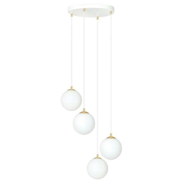 Rackhams ROYAL Pendant lamp 4 x E14 White, Gold with White Shade - image 1